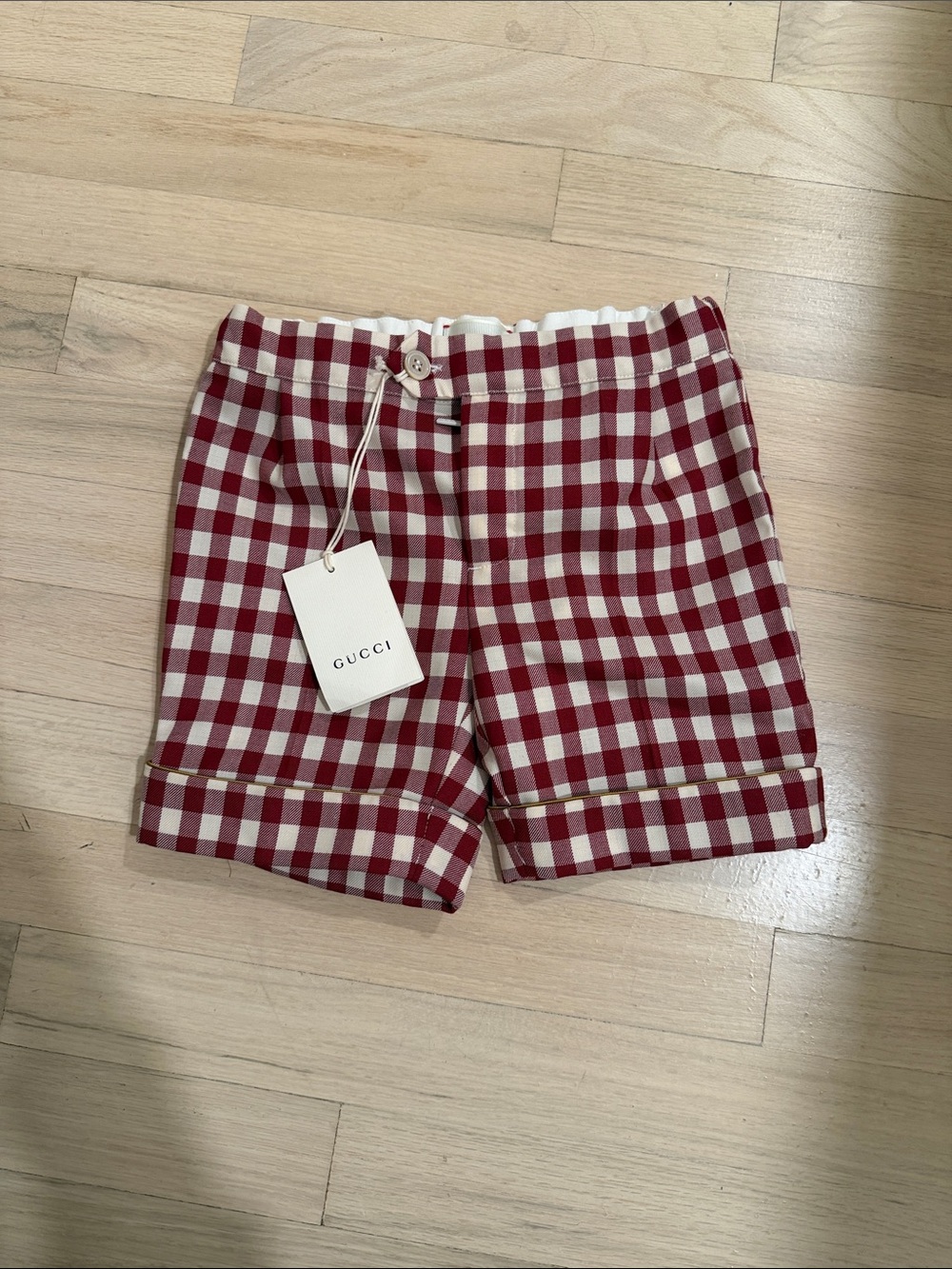 Gucci Red & White Gingham Boy’s Shorts